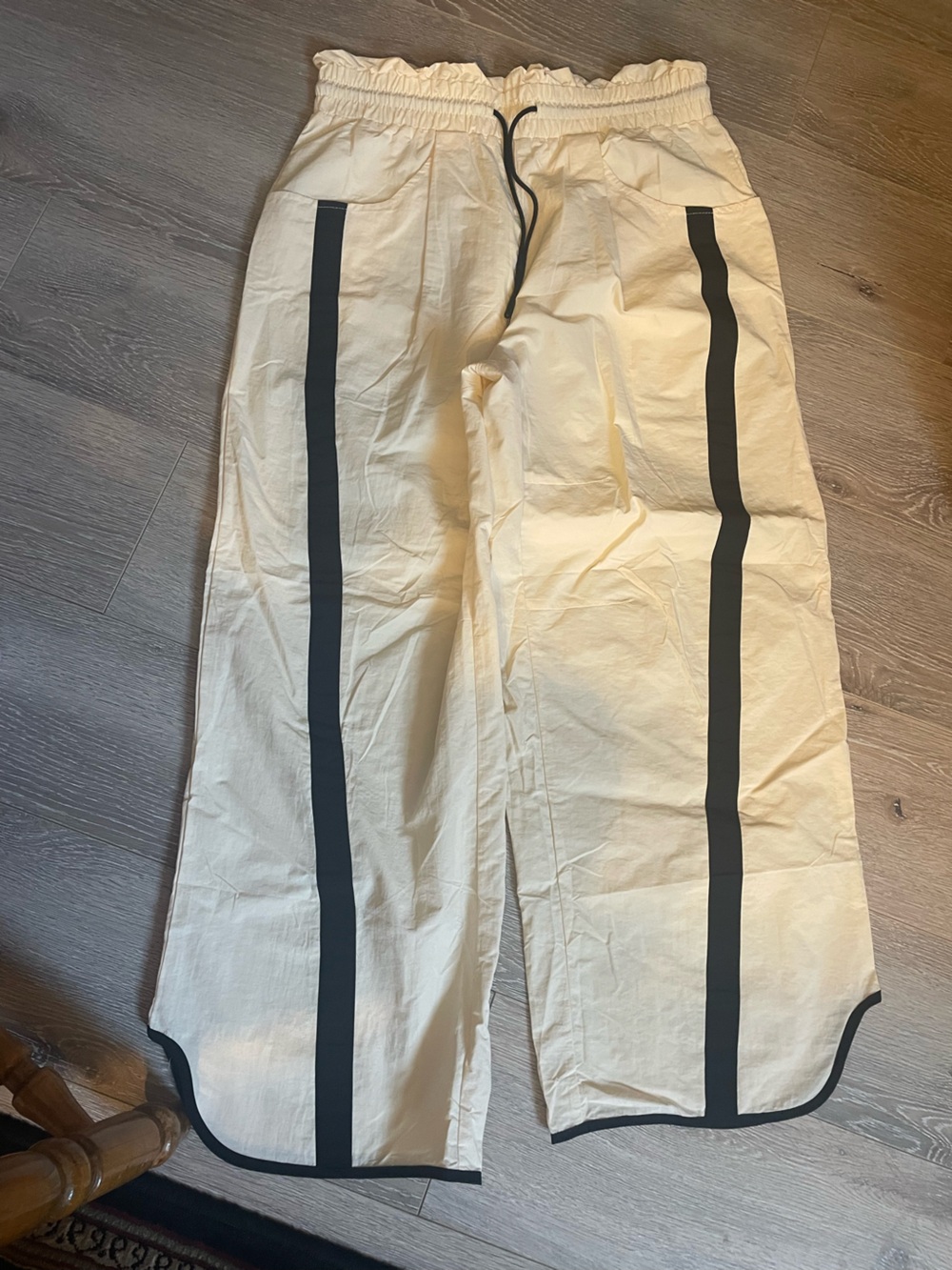 Track Pants Cream with Black Side Stripe size M